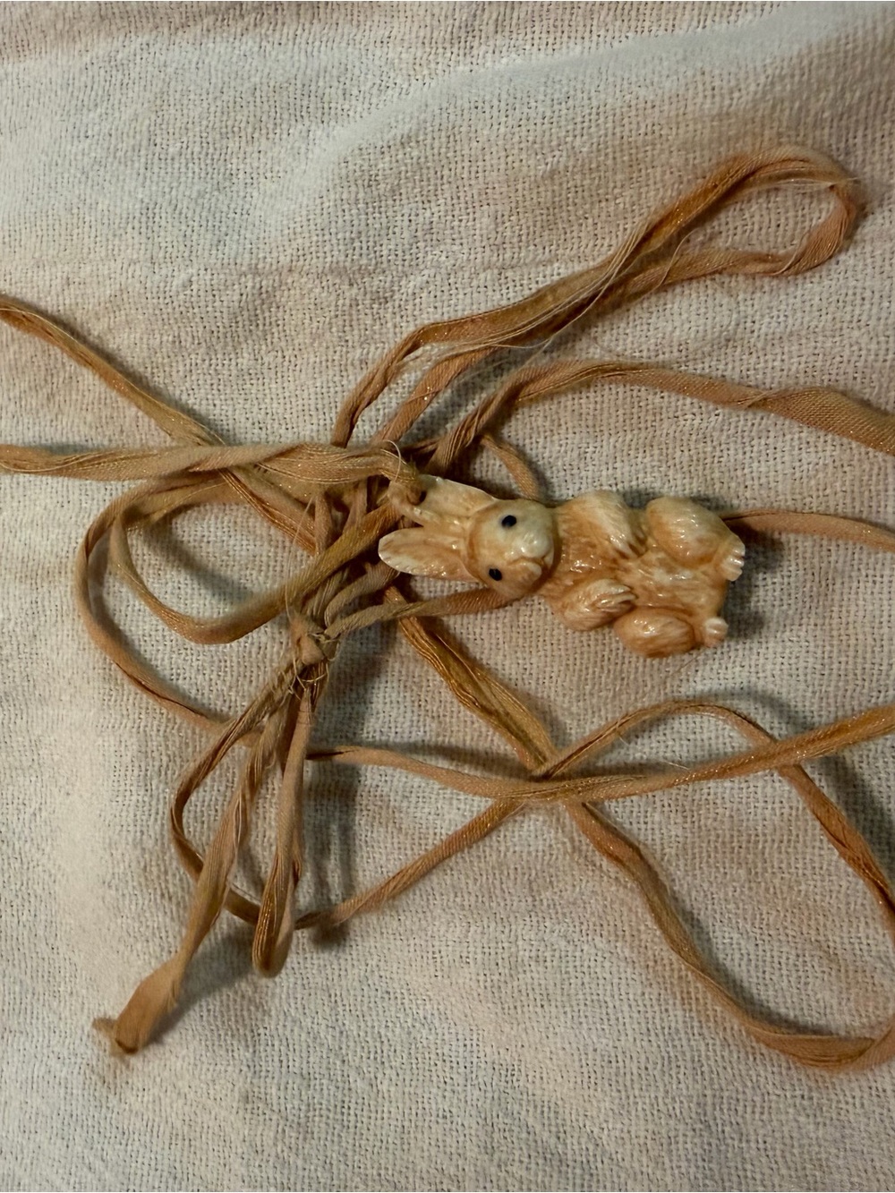 Magnolia Pearl Tan Ceramic Bunny Pendant Necklace